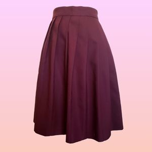 Dark red pleated midi skirt